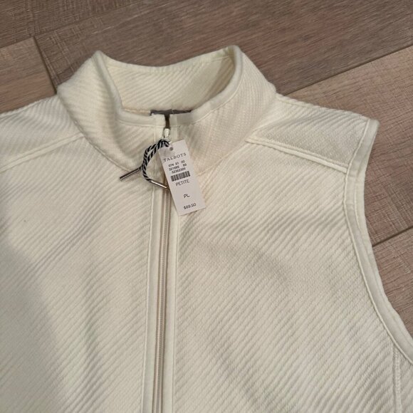 T BY TALBOTS WOMENS TEXTURED WHITE VEST NWT SIZE LARGE PETITE - Picture 2 of 7